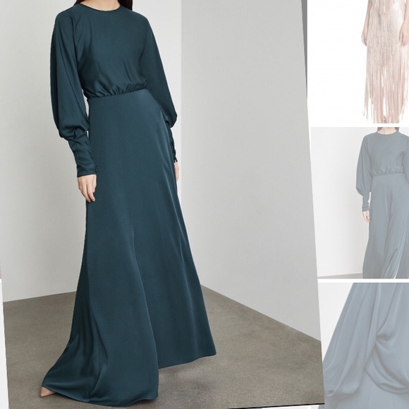 bcbg satin draped back maxi dress